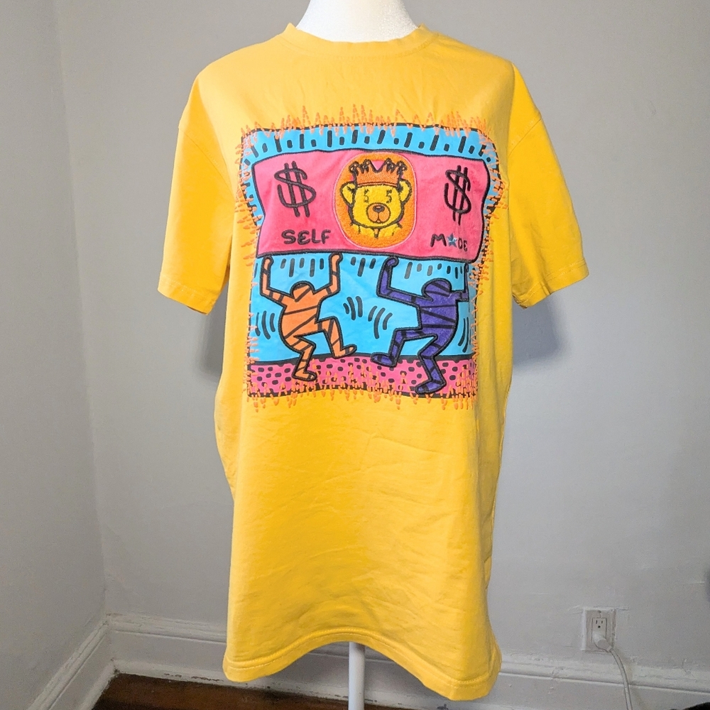 Bleecker & Mercer Size M Street Art Bear Money Design In Yellow Tee For Men